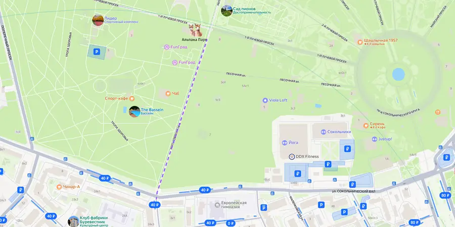 Маршрут от метро «Сокольники», ориентир 2